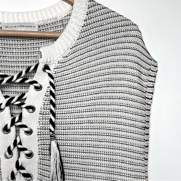 WHITE & WARREN Knit Ribbed Striped Sleeveless Midi Dress Coastal Nautical - Picture 6 of 13